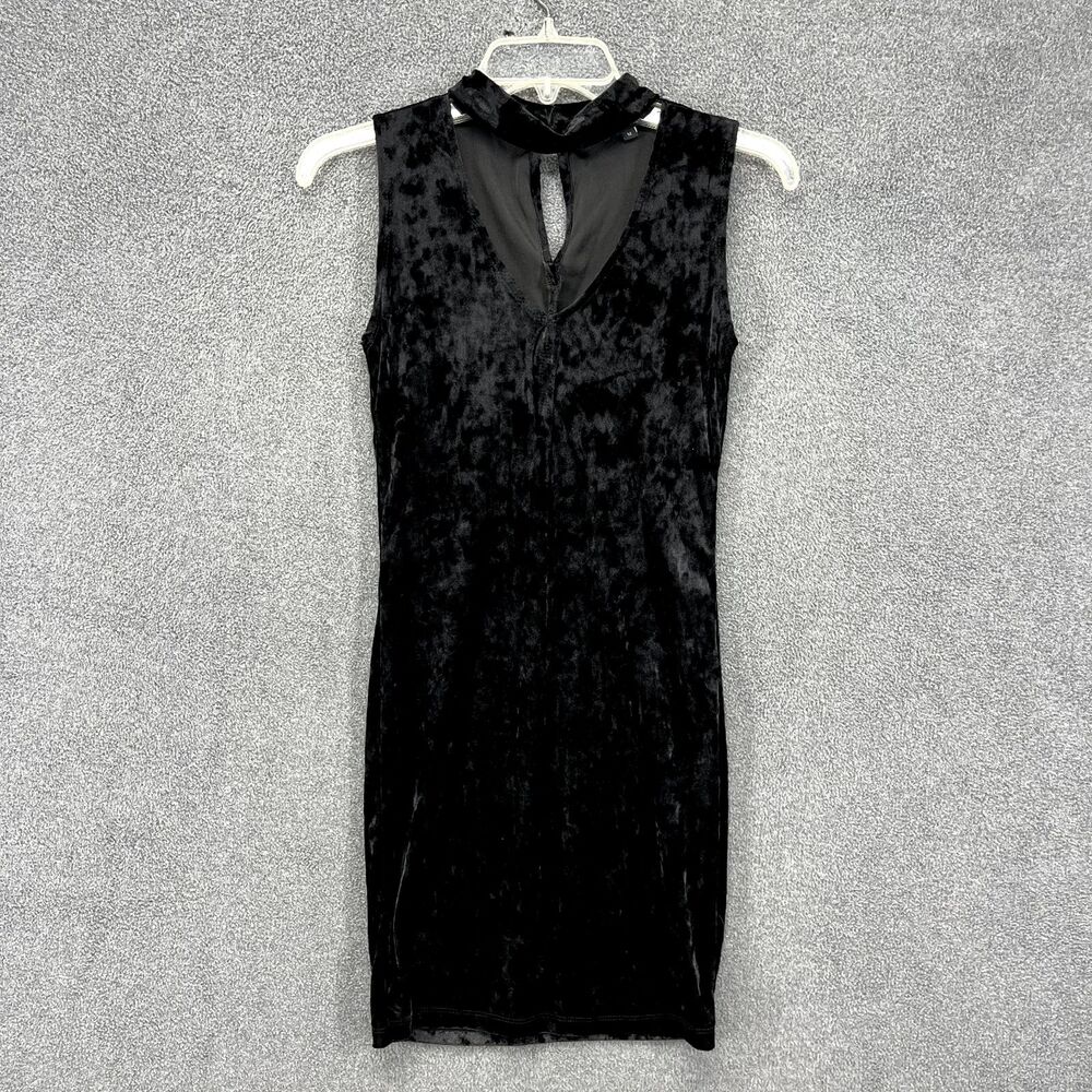 Ambience Velvet Dress Womens Medium Black Mini Party choker sleeveless